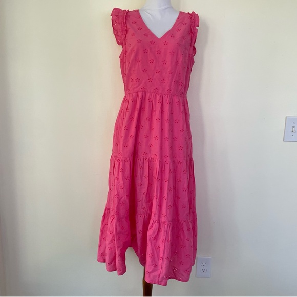 J.Crew Factory Cotton Eyelet Midi Dress In Tropical Azalea Pink
Size 8 - Picture 5 of 12